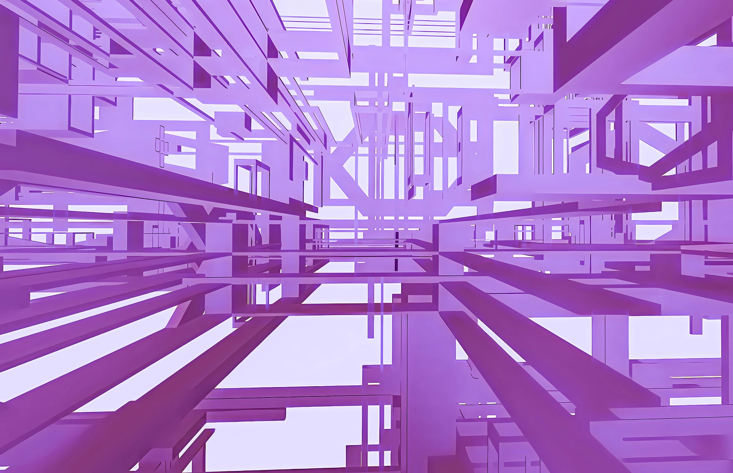 Abstract architectural lines and structures representing connected pathways